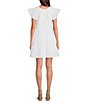 Color:White - Image 2 - Zara Embroidered Crew Neck Ruffle Cap Sleeve Novelty Trim Tiered Waistless Dress