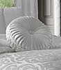 Color:White - Image 2 - Astoria Button-Tufted Pleated Round Pillow