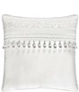Color:White - Image 1 - Bianco Bead-Tasseled Square Pillow