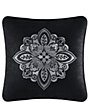 Color:Black - Image 1 - Guiliana Damask-Embroidered Velvet Square Pillow