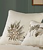 Color:Ivory - Image 2 - Palm Beach Tropical Embroider Square Pillow