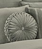 Color:Charcoal - Image 2 - Townsend Button-Tufted Pleated Round Pillow