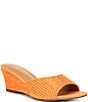 Color:Tangerine Satin - Image 1 - Coralie Rhinestone Embellished Wedge Sandals
