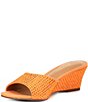 Color:Tangerine Satin - Image 4 - Coralie Rhinestone Embellished Wedge Sandals