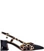 Color:Brown/Black Animal - Image 2 - Cyrene Leopard Print Patent Cap Toe Block Heel Slingback Pumps
