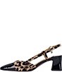 Color:Brown/Black Animal - Image 4 - Cyrene Leopard Print Patent Cap Toe Block Heel Slingback Pumps