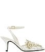 Color:Ivory/White - Image 2 - Desdemona Floral Mesh and Pearl Applique Ankle Strap Pumps