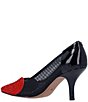 Color:Black/Red - Image 3 - Heart Patent Leather Mesh Rhinestone Pumps