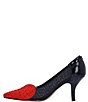 Color:Black/Red - Image 4 - Heart Patent Leather Mesh Rhinestone Pumps