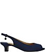 Color:Navy Satin - Image 2 - Jenvey Satin Slingback Peep Toe Sandals