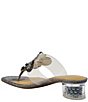 Color:Clear/Pewter Glitter - Image 3 - Maribela Vinyl Rhinestone Embellished Bead Heel Thong Sandals