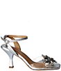 Color:Clear/Silver - Image 2 - Raelyn Jeweled Clear Ankle Strap Metallic Dress Sandals