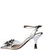 Color:Clear/Silver - Image 4 - Raelyn Jeweled Clear Ankle Strap Metallic Dress Sandals