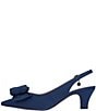 Color:Navy Satin - Image 5 - Weslee Satin Rhinestone Bow Sling Pumps