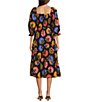 Color:Multicolor - Image 2 - Avery Square Neck Ruched Side Seam Pocket Midi Dress