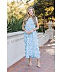 Color:Blue - Image 4 - Dylan Square Neckline Tie Strap Sleeveless Floral Lace Midi Dress