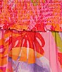 Color:Pink Multi - Image 3 - Eden Ruched Square Neck Shoulder Trim Pocketed 3/4 Sleeve A-line Dress