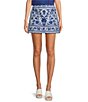 Color:White/Blue - Image 1 - Laken Floral Embroidered Mini Pencil Skirt