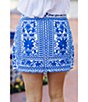 Color:White/Blue - Image 6 - Laken Floral Embroidered Mini Pencil Skirt