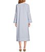 Color:Light Blue - Image 2 - Marika Embroidered Long Sleeve V-Neck Shift Midi Dress