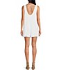 Color:White - Image 2 - Ryane Scoop Neck Sleeveless Tie Back Embroidered Scalloped Front Pocket Romper