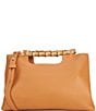 Color:Vachetta - Image 2 - Lamb Nappa Leather Bamboo Handle Sumpter Clutch Bag
