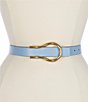 Color:Navy/Powder Blue - Image 1 - Olympia Refined Pebble Grain Leather Reversible Belt