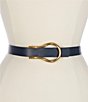 Color:Navy/Powder Blue - Image 2 - Olympia Refined Pebble Grain Leather Reversible Belt