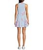 Color:Aqua - Image 2 - Turnberry Catalina Cloth Knit Sea Coral Print Crew Neck Sleeveless A-Line Dress