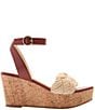 Color:Cream/Luggage - Image 2 - Dumont Woven Rope Platform Wedge Sandals