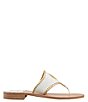 Color:White/Gold/Gold - Image 2 - Embroidered #double;Mrs#double; Leather Thong Sandals