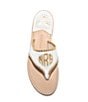 Color:White/Gold/Gold - Image 3 - Embroidered #double;Mrs#double; Leather Thong Sandals