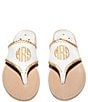 Color:White/Gold/Gold - Image 5 - Embroidered #double;Mrs#double; Leather Thong Sandals