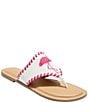 Color:White/Pink - Image 1 - Flamingo Leather Embroidered Thong Sandals