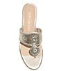 Color:Platinum/Silver - Image 4 - Jacks Metallic Leather Platform T-Strap Thong Wedge Sandals