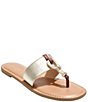 Color:Platinum - Image 1 - Newton Leather Rope Thong Sandals