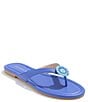 Color:Dark Powder Blue/Turquoise - Image 1 - Roxy Leather Flip-Flop Sandals