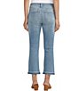 Color:Blue Dust - Image 2 - Eloise Stretch Denim Mid Rise Embroidered Raw Hem Cropped Boot Cut Jeans
