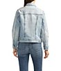 Color:Beverly Blue - Image 2 - Kiara Point Collar Flap Chest Pocket Long Sleeve Denim Jacket