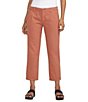 Color:Chutney - Image 1 - Linen Blend Chino Mid Rise Straight Leg Cropped Pant