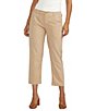 Color:Humus - Image 1 - Linen Blend Chino Mid Rise Straight Leg Cropped Pant