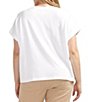 Color:White - Image 2 - Plus Size Drapey Luxe Crew Neck Rolled Cap Sleeve Tee
