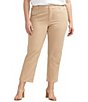 Color:Humus - Image 1 - Plus Size Linen Blend Chino Mid Rise Straight Leg Cropped Pants