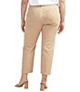 Color:Humus - Image 2 - Plus Size Linen Blend Chino Mid Rise Straight Leg Cropped Pants