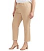 Color:Humus - Image 3 - Plus Size Linen Blend Chino Mid Rise Straight Leg Cropped Pants