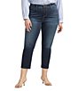 Color:Canyon Blue - Image 1 - Plus Size Ruby Stretch Denim Mid Rise Straight Leg Cropped Jeans