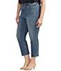 Color:Star Gauzer Blue - Image 3 - Plus Size Valentina Mid Rise Straight Leg Pull-On Cropped Jean