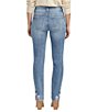 Color:Essex Blue - Image 2 - Ruby Straight Leg Relaxed Fit Floral Hem Embroidered Jeans