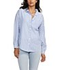 Color:Blue Stripe - Image 1 - Stripe Long Sleeve Relaxed Button Down Shirt