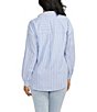 Color:Blue Stripe - Image 2 - Stripe Long Sleeve Relaxed Button Down Shirt